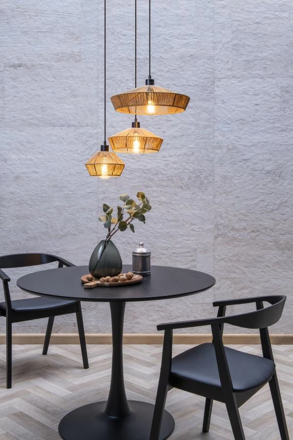 Lucide YUNKAI - Pendant light - Ø 60 cm - 3xE27 - Natural - atmosphere 1